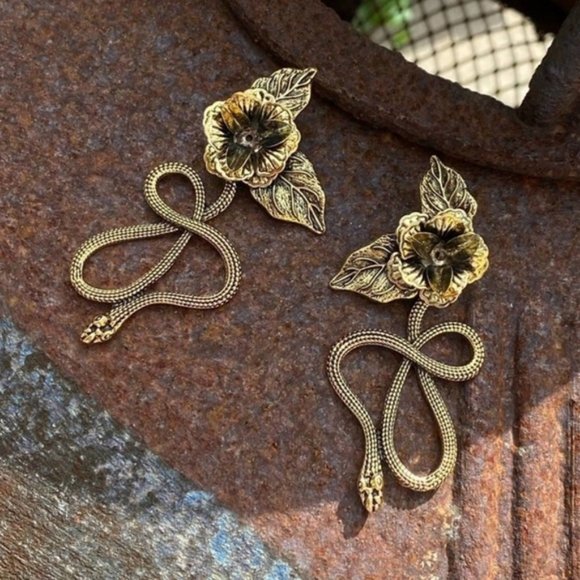NEW Serpent & Roses Statement Earrings - Picture 7 of 11